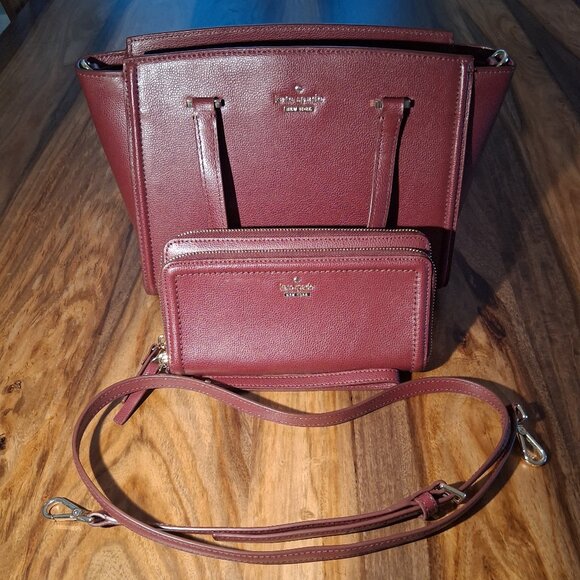Kate Spade Handbags - Kate Spade Mulberry Pebbled Leather Satchel & Double Zip Wristlet Wallet Set